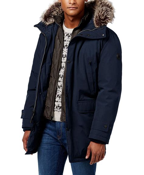 michael kors navy leather jacket mens|Michael Kors puffer jackets men's.